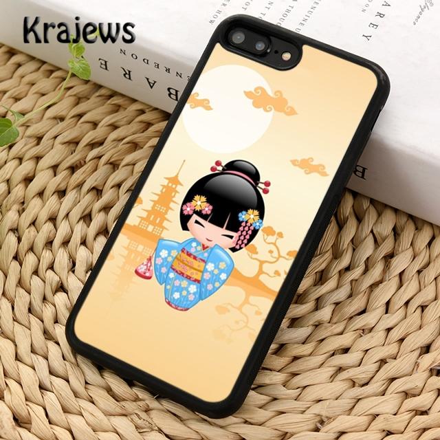 Krajews Милая японская кукла Кокеши Чехол для телефона Cover Для iPhone 17 Air 16 15 14 plus 11 12 13 pro max coque Оболочка Fundas