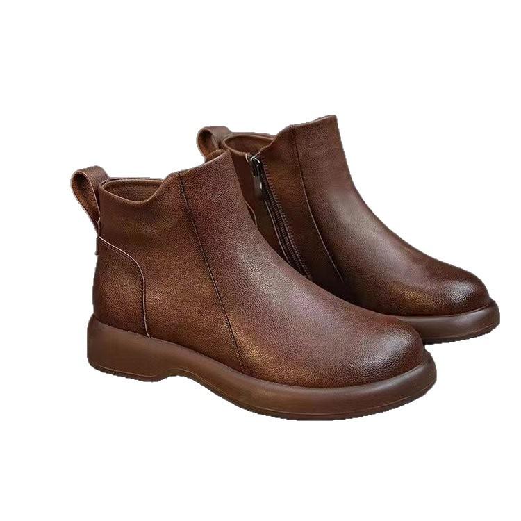 Женские ботинки Мартина короткие ботинки мягкая износостойкая подошва ботинки ретро кожаная поверхность короткие ботинки женские ветрозащитные на плоской подошве кожаные ботинки зима