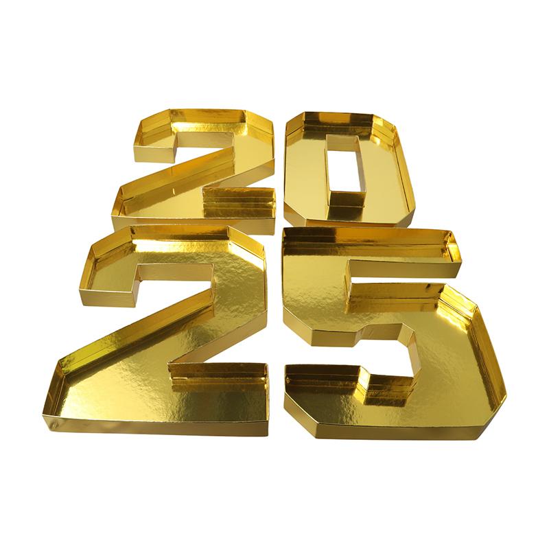 1/4 шт. Поднос-контейнер с цифрами, золотой, цифровой дизайн, тарелка для ужина, утолщенный картон, поднос для конфет, закусок, 24,5x21x3 см