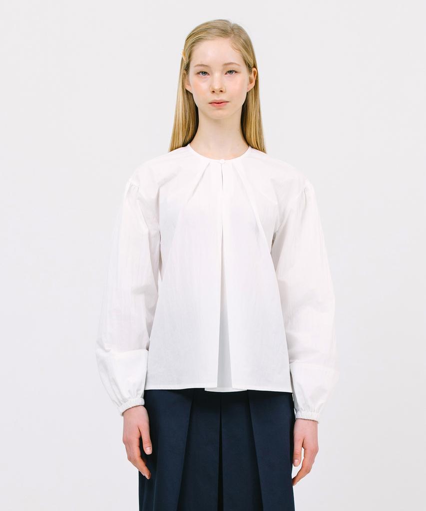 JUN BY JUN K Shirred Sleeve Blouse_White