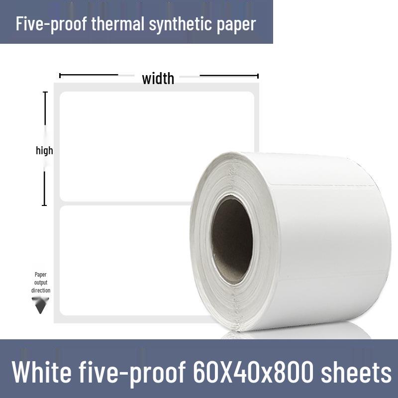 Color Five-Proof 70x50 Thermal Paper & Low-Temp Resistant 60x40 Barcode Label