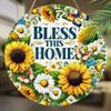 2D Flat Hanging Decorative Signs,interior Wall or Door Decoration,garden Decoration,the Pattern Is Sunflower,a Housewarming Gift for Friends