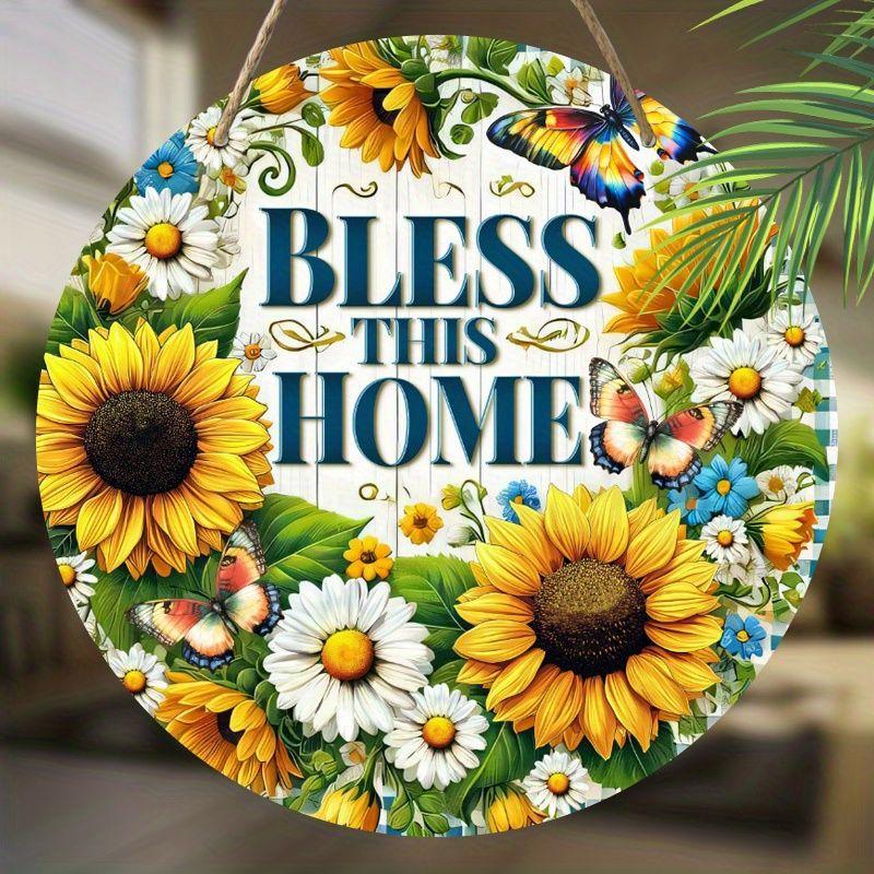 2D Flat Hanging Decorative Signs,interior Wall or Door Decoration,garden Decoration,the Pattern Is Sunflower,a Housewarming Gift for Friends