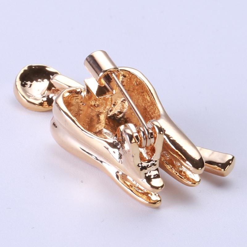Gold Silver Dental Mirror Brooches Women Doctor Dentist Uniform Brooch Pins Fashion Jewelry Decoration