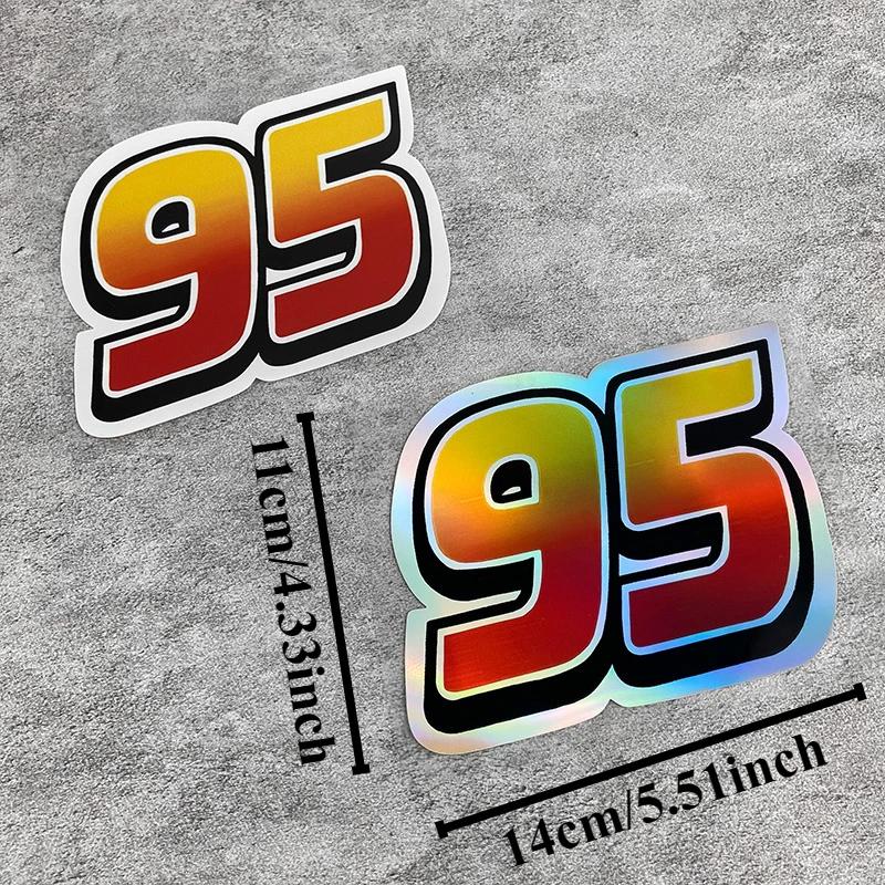 1Pc Yellow And Laser Number 95 Car Decals Water-Repellent For Auto Rear Windshield Window Door Body Trunk Vinyl Decals Ornament