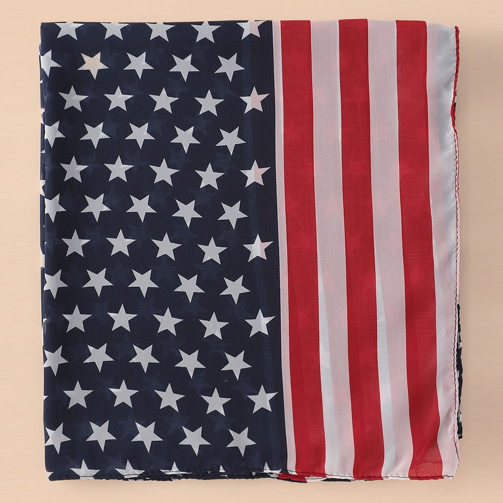 Classic American Independence Day Flag Scarf Sun Protection Five Pointed Star Design Chiffon Scarf Windproof Beach Scarf Women's