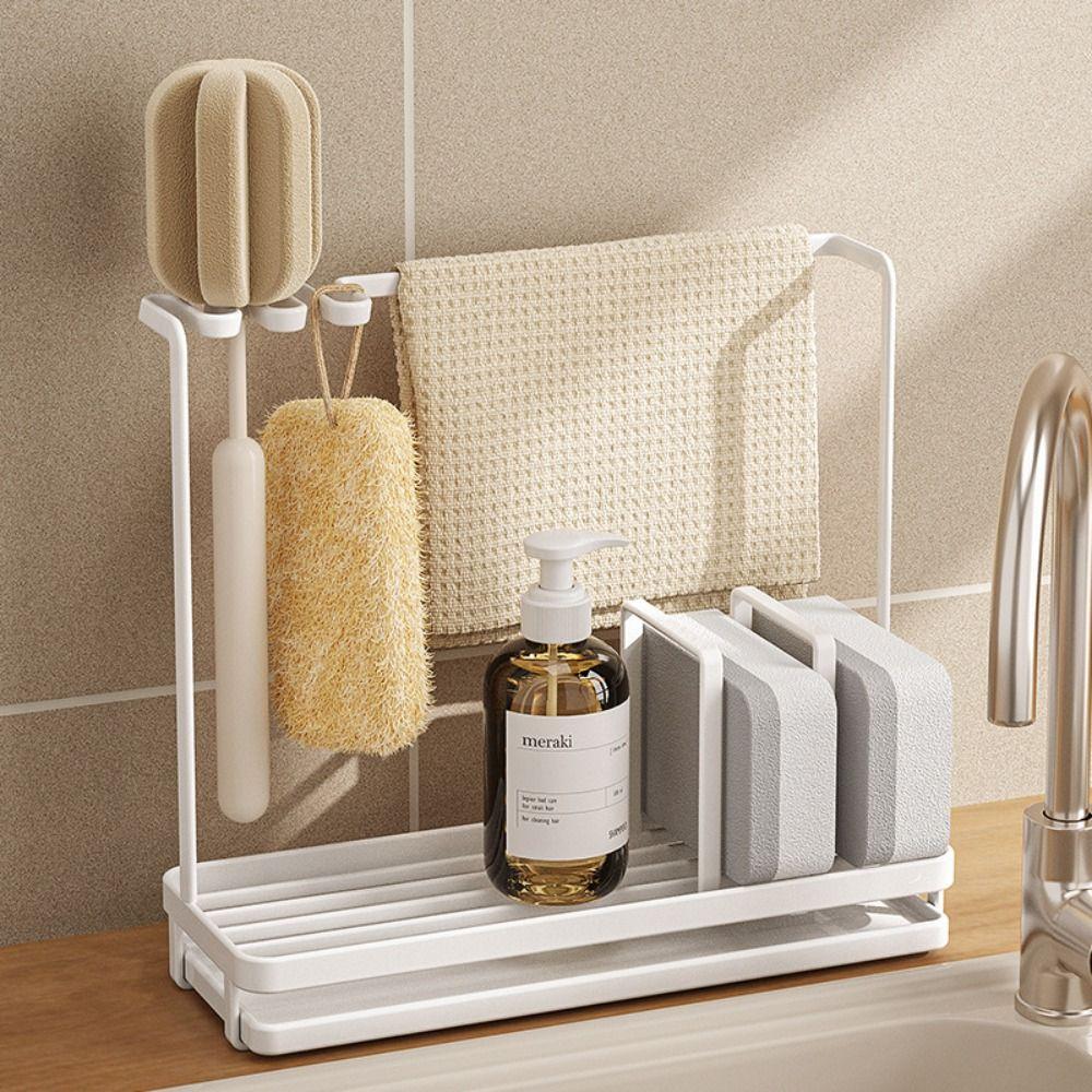 Portable Kitchen Dishcloth Drain Rack Steel Scouring Pad Storage Rack Kitchen Utensil