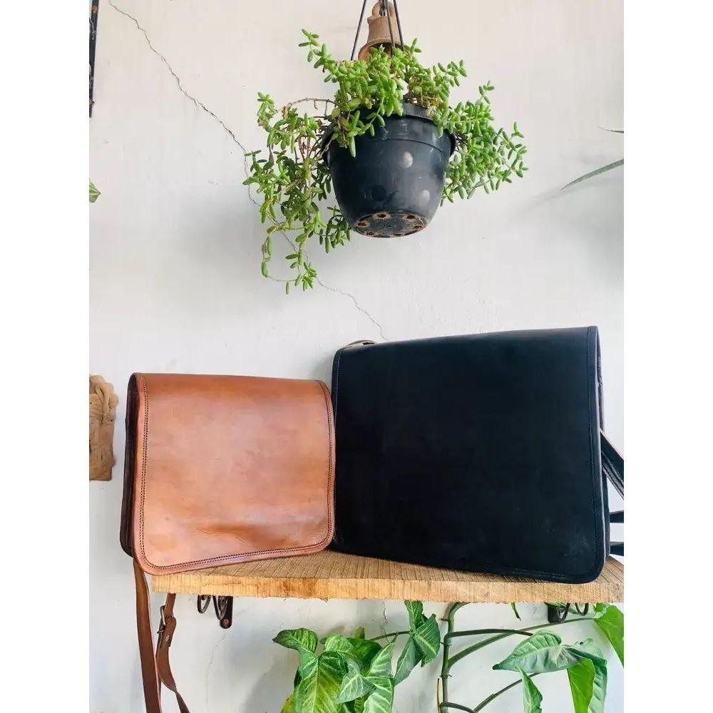 Мужская кожаная винтажная сумка-мессенджер для ноутбука ручной работы, черная сумка ( Размер сумки Free Sling Brown - 9 x 7 x 3 дюйма )