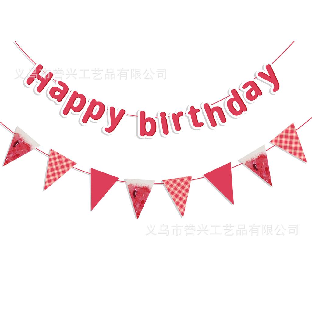 Spot Birthday Party Flag Summer Fruit Lemon Watermelon Ice Cream Decoration Flag Party Decoration Banner