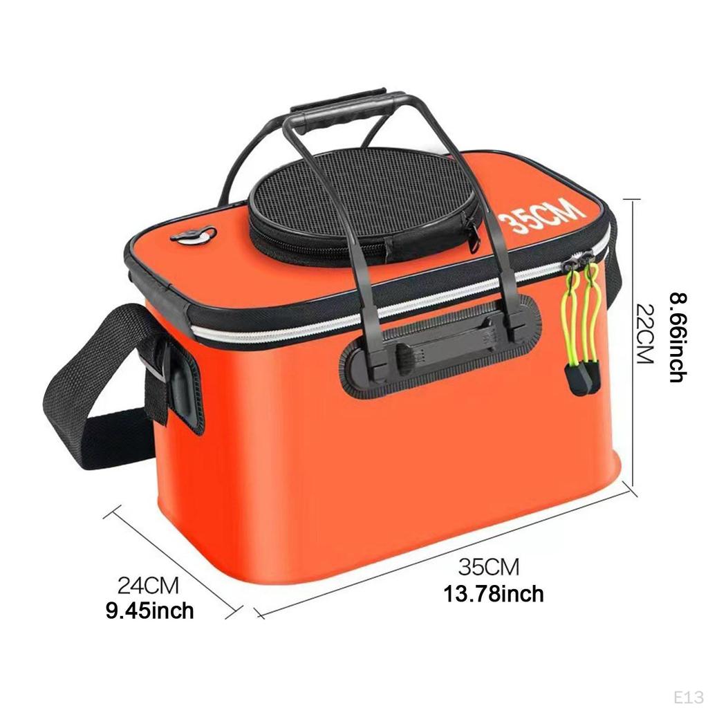 Складное рыболовное ведро с ремнем для живой рыбы, идеально для пеших походов и кемпинга