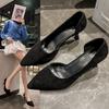 New Autumn New Single Shoes Women's Fashion Pointy Shallow Mouth Suede Anti-slip Wear-resistant Low-top High Heels