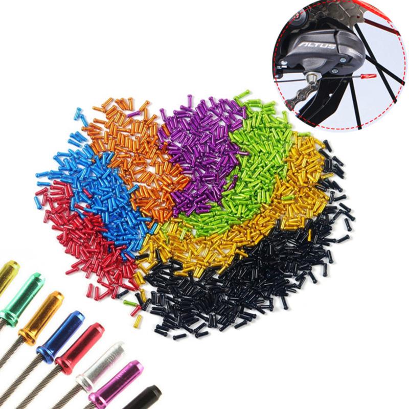 50Pcs Aluminum Bicycle Brake Wire End Caps Road Bike Brake Cable Cap Wire End Cap For Brake Shift Derailleur Cable