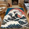 "Red Sun Ocean Waves" Patterned carpet, non slip mat suitable for living room and bedroom sofas