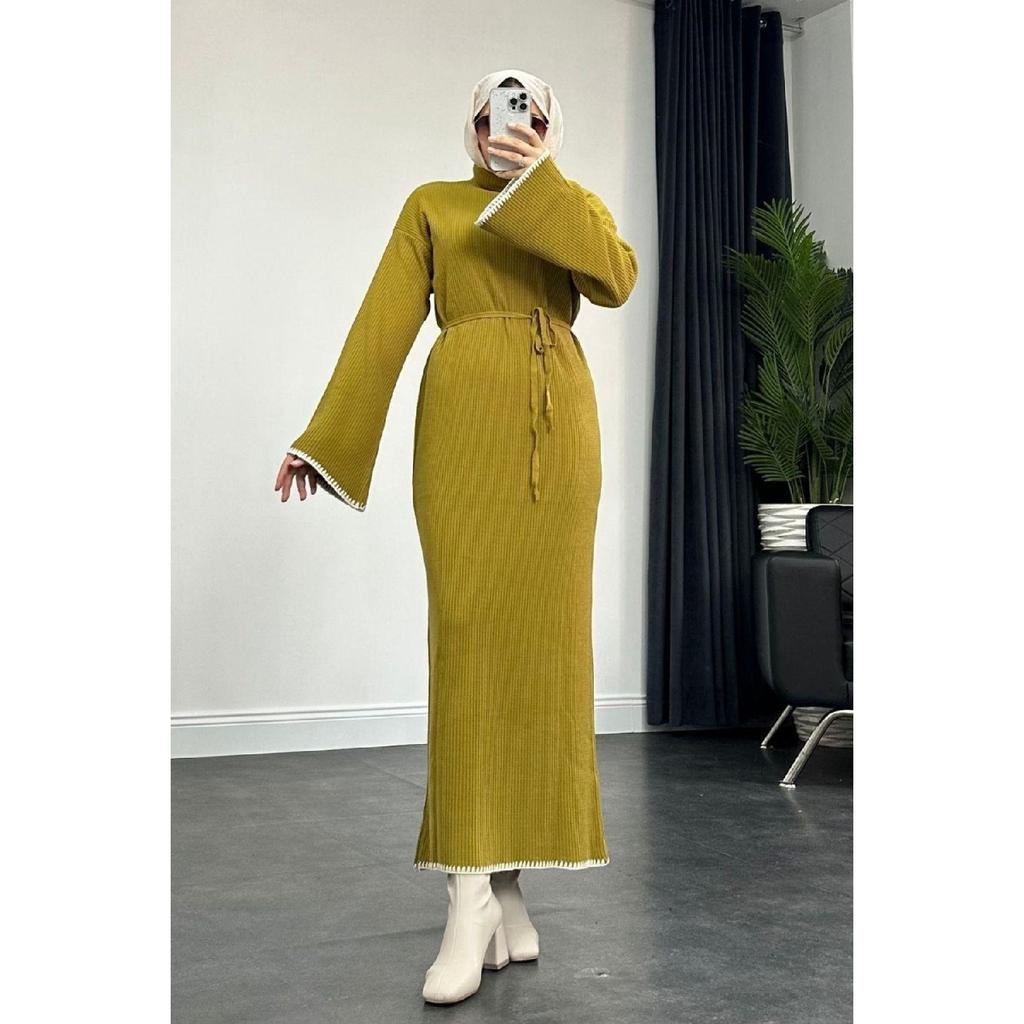 10numberamoda Женское длинное вязаное платье с рукавами «летучая мышь» бордово-красное