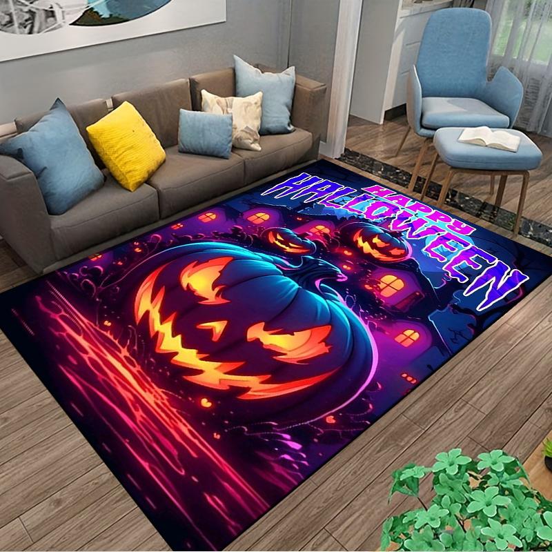 Halloween-Themed Carpet, Spooky Pumpkin, Haunted House Design Suitable for use as an anti-slip for living room bedroom sofas