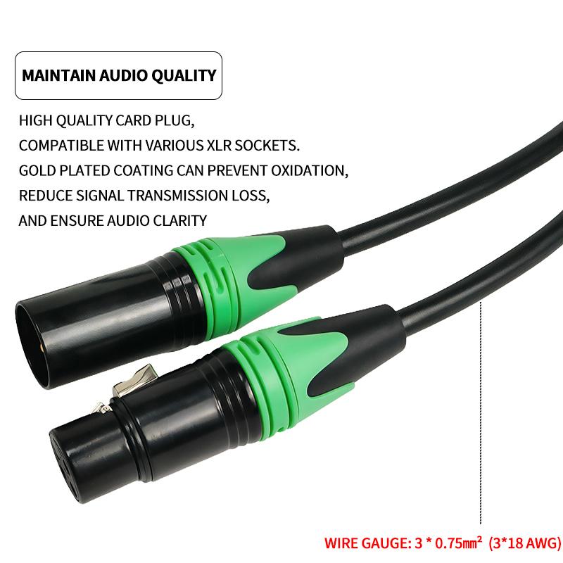 XLR Кабель для микрофона 3-контактный Папа-Мама 50см 1м 2м 3м 5м 10м Сбалансированный аудиокабель для микрофона, динамика, усилителя, звуковой системы