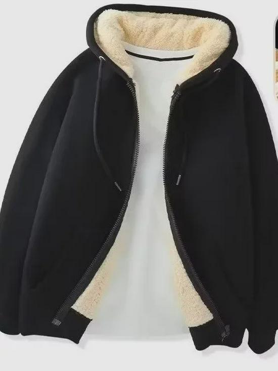 Women's Plush Lamb Fleece Hooded Jacket - Thick, Warm, Casual, Loose Fit Cardigan for Autumn and Winter.