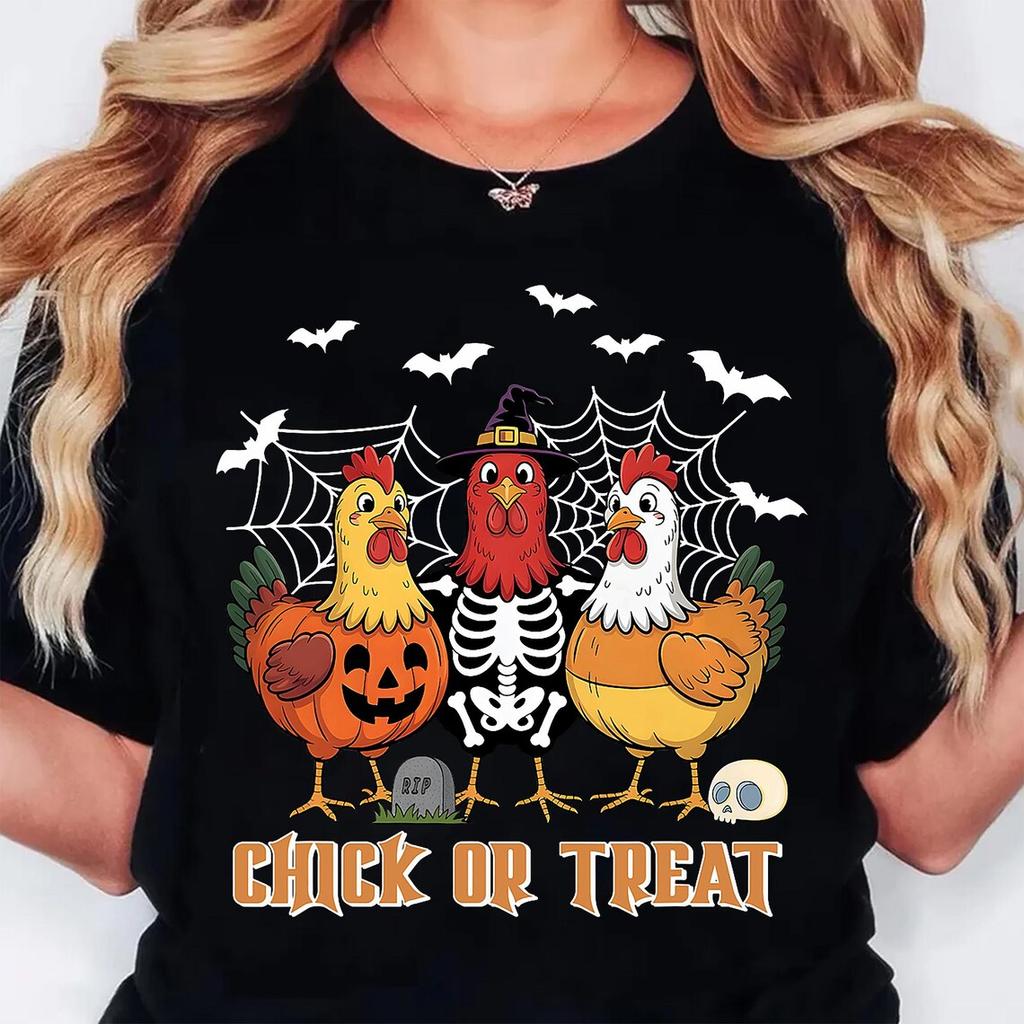 Cluck Yeah Its Halloween T Shirts Streetwear Funny Chicken Halloween Shirt Women Stylish Harajuku Unisex Tops