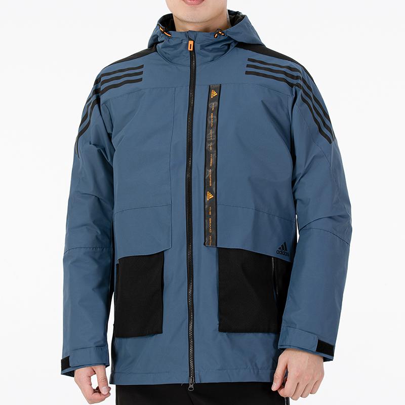 Adidas Мужская куртка с капюшоном на молнии Th 99 Comm, синяя HE7402