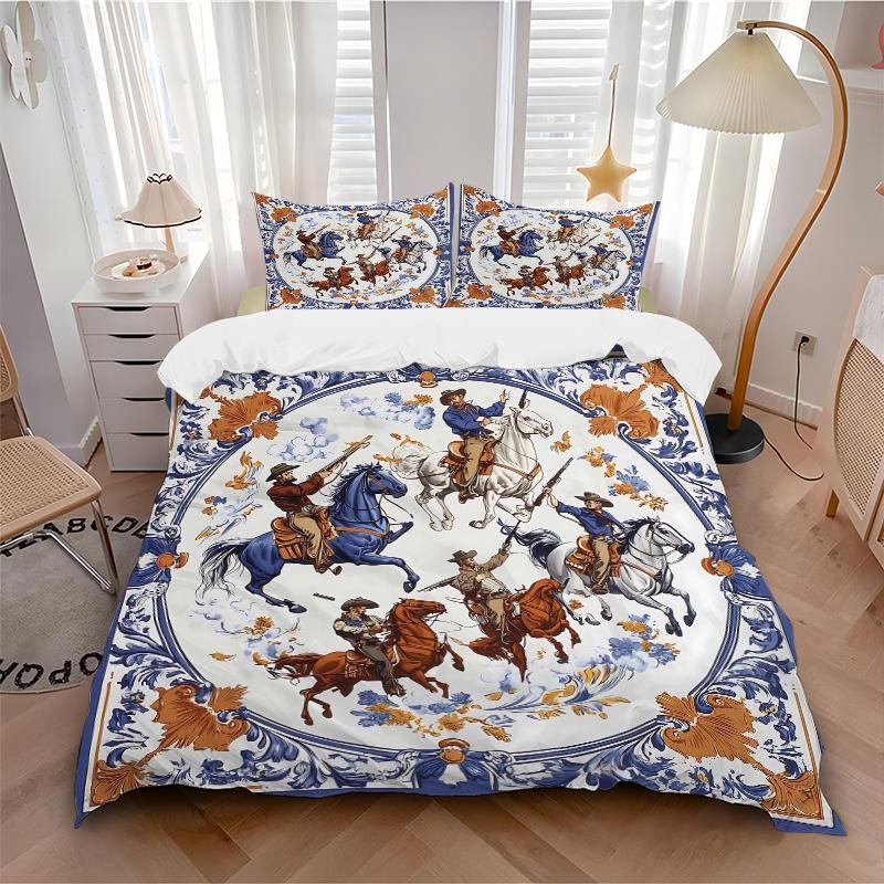 Horsemen Combat Scene Print 3Pcs Bedding Setduvet Cover With 2 Bedropillowcase Home Birthday Gift