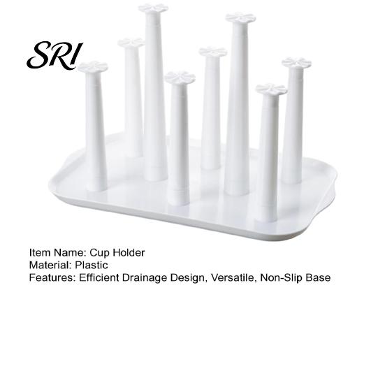 Cup Drying Rack for 6 Cups 6-Slot Plastic with Drip Tray Space-Saving Holder Countertop Organizer Mugs Glasses BPA-Free Kitchen Storage