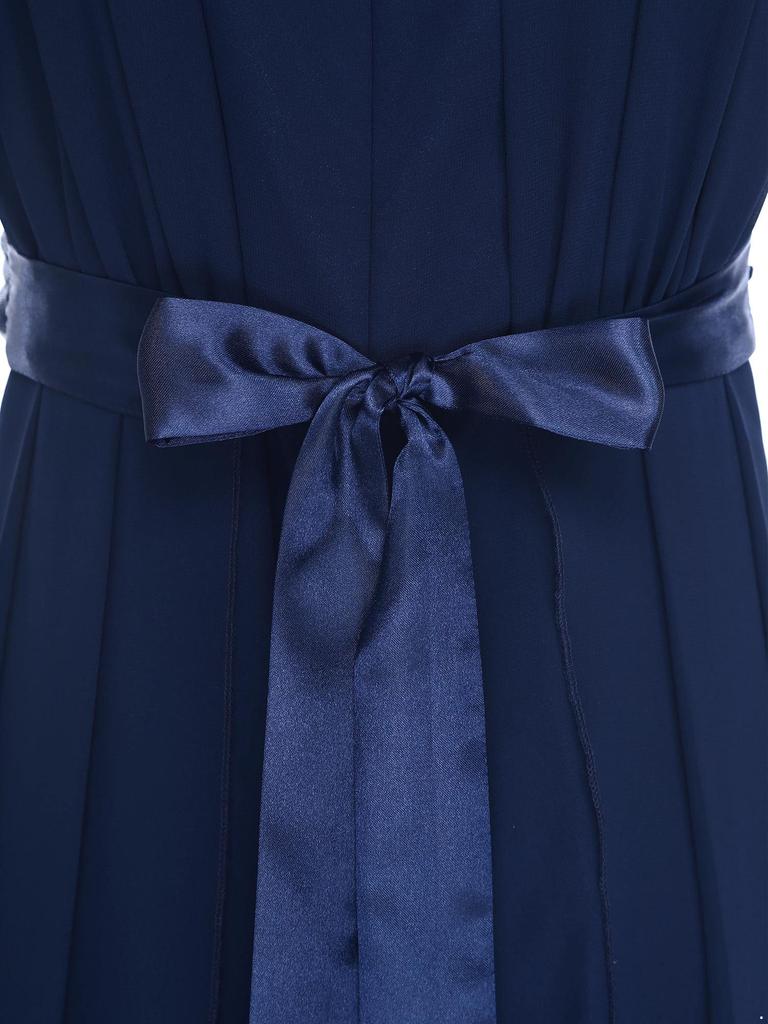 Наряд для девочек на вечеринку и праздник: Шифоновый комбинезон с рюшами и съемным цветочным акцентом, с поясом на высокой талии, для мероприятий