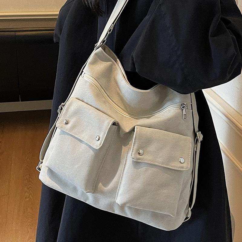 Сумка большой вместимости, Многокарманная одноплечевая сумка, Сумка через плечо, Двухплечевая сумка-тоут женская