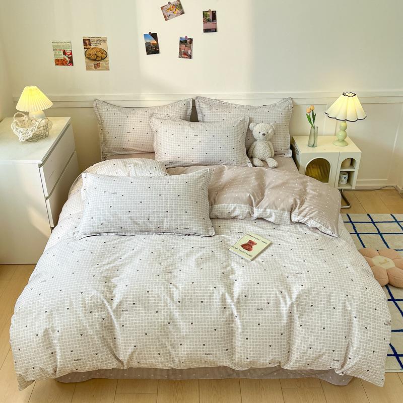 Комплект из четырех предметов, пододеяльник из чистого хлопка, простыня из хлопка, комплект из трех предметов для односпальной кровати в общежитии