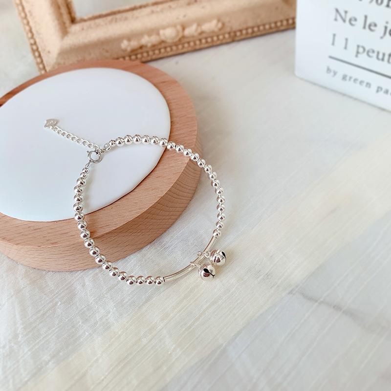 925 Silver-Plated Niche Design Women's Bracelet - Cute, Simple Beaded Jewelry for Girls and Students