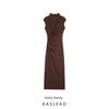 Kaslead New Arrival Women's Clothing Fashion Style Ruched Decorative Waist Silm Midi Skirt Dress 4661245