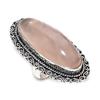 Natural Rose Quartz Gemstone 925 Sterling Silver Jewelry Ring Size 7 O5k31