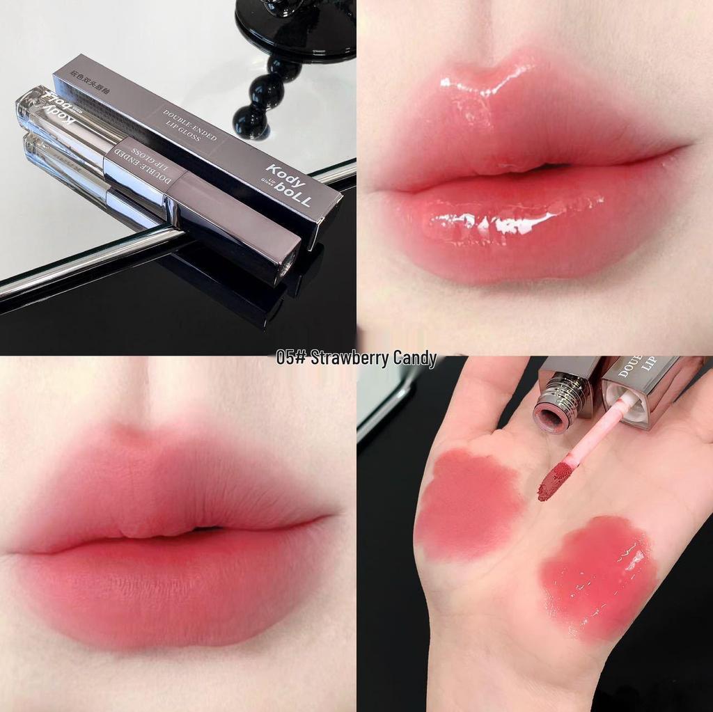 KodyboLL Dual-Ended Matte Lip Glaze: Fade Lines, Watery Mirror Finish, Soft Focus Film-Forming Lipstick.