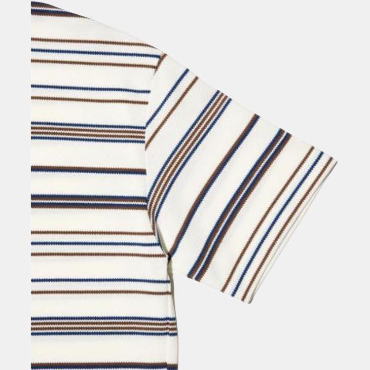 Uniqlo X JW Anderson Коллаборация Весна/Лето 2024 Поло в полоску с коротким рукавом Мужские Топы Бежевый 469054-30