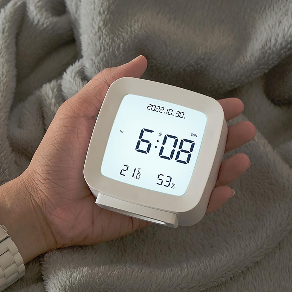 Kids Alarm Clock LED Digital Indoor Alarm Clocks with Temperature and Humidity Display for Kids
