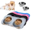Stainless Steel Pet Dog Feeder Silicone Anti-spill Cats Dog Double Bowl Pet Feeding Drinking Water Bowls Dog Food Dispenser
