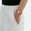 Swatch Кварцевые часы 30 метров водонепроницаемые 41 мм Красный циферблат Керамический корпус с растительным узором Силиконовый ремешок Унисекс часы SO32Z107