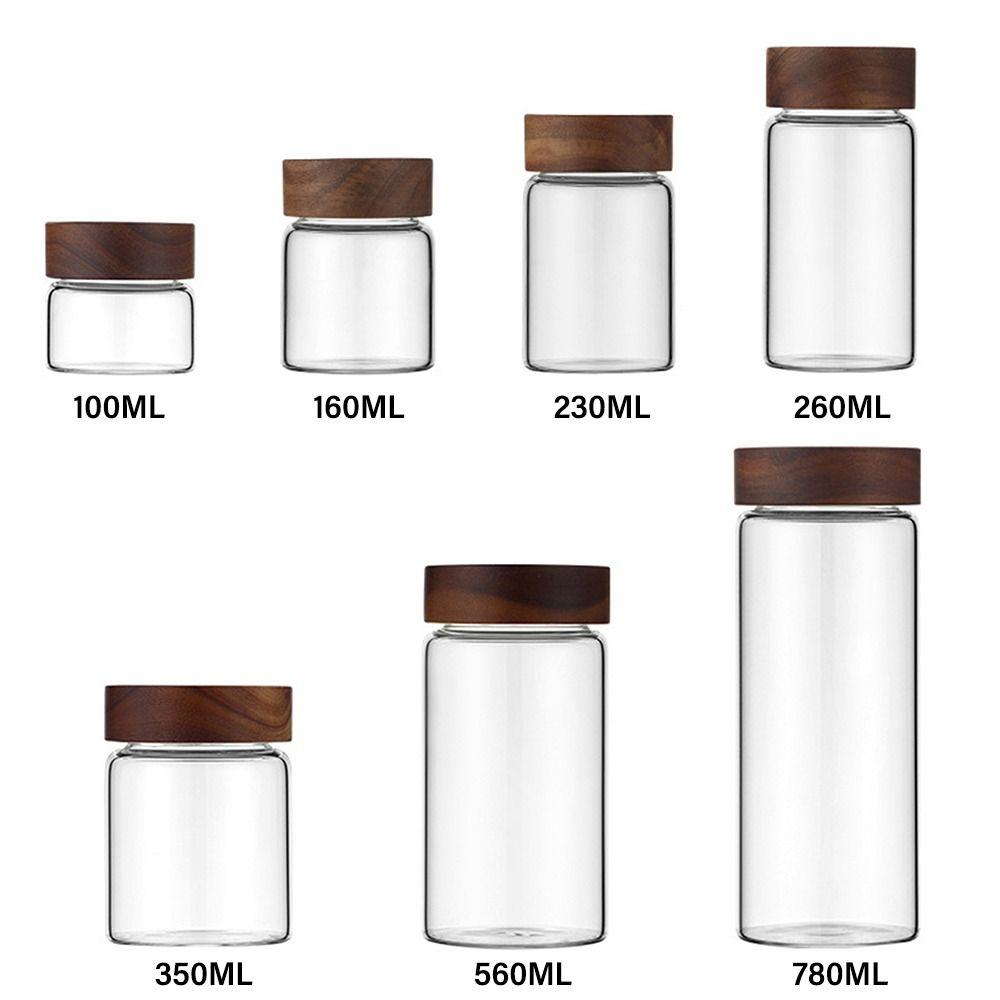 Acacia Wood Miscellaneous Grain With Lids Spice Jars Storage Pots Sealed Can Split Bottle