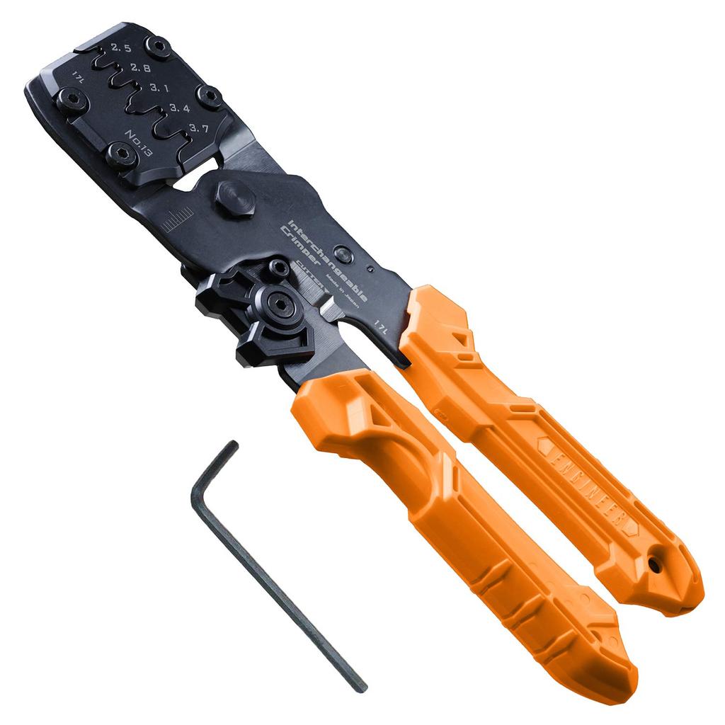 ENGINEER Precision Crimping Pliers with Interchangeable Crimping Tool for Open Barrel Terminals PAD-13 Dies, (Large)