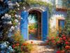 Полная квадратная круглая алмазная картина, дверь, цветок, домашний декор, вышивка, мозаика, пейзаж, настенное искусство