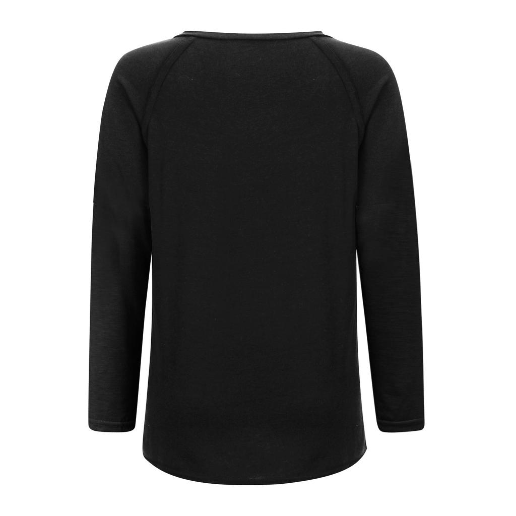 Women's Plain V Neck Tops T-Shirt Plus Size Long Sleeve Winter Loose Casual Tee Blouse Shirts