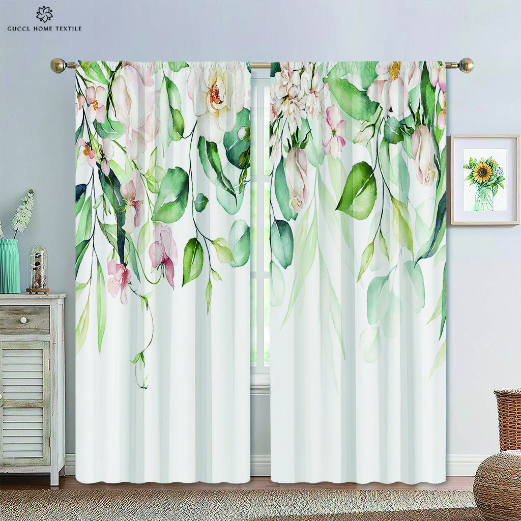 Карман для карниза с цветочным рисунком в виде листьев для спальни, гостиной, кухни, домашнего декора, современного простого оформления окна, 2 шт.