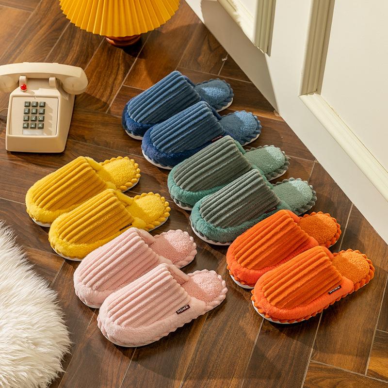 Новые осенние и зимние хлопковые тапочки для дома и использования в помещении, нескользящие, модные, теплые и пушистые тапочки