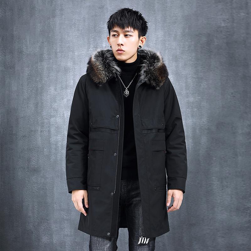 Parker мужское полушубок средней длины с подкладкой из меха кролика, зимнее пальто из американского енота, толстое