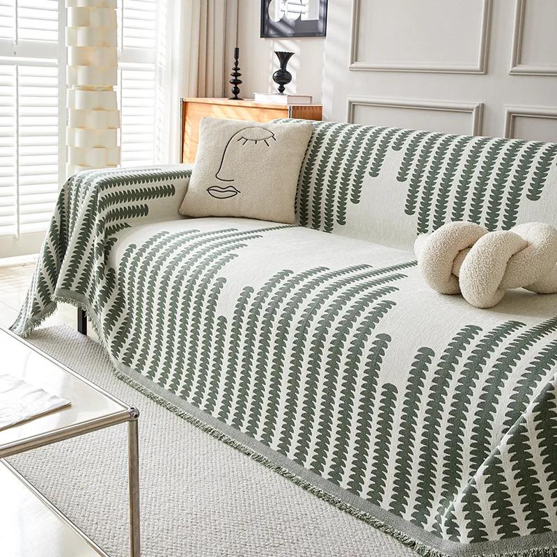 Полотенце для дивана в скандинавском стиле из шенилла с кисточками в стиле бохо с геометрическими узорами для гостиной, повседневные чехлы для дивана, одеяла для кроватей