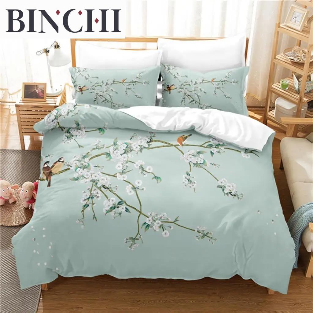 3Pcs Duvet Cover Collection 3D Branch Flower Bedding Collection Soft Comfortable Breathable Duvet Cover For Bedroom Guest Room Decor