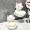 Милый кот керамическая мыльница слив бытовая мультяшная ванная мыльница мыльница керамическая полка аксессуары для украшения ванной комнаты