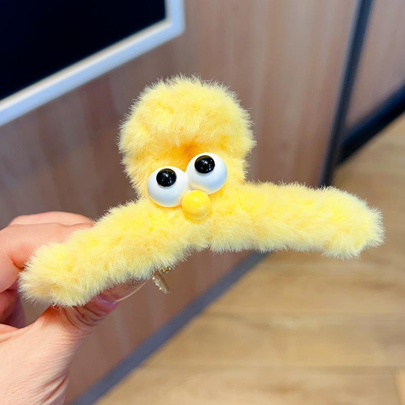 Осень/Зима Милая Плюшевая Заколка-Краб с Большими Глазами для Женщин