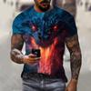 Мужская футболка с драконом, модная футболка с 3D принтом, с животным узором, с короткими рукавами, уличная одежда большого размера, футболки, летние повседневные мужские топы