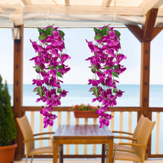 2 шт. подвесной искусственный бугенвиллея Speetabilis устойчивый к ультрафиолетовому излучению реалистичный искусственный цветок для свадебной вечеринки в помещении, на открытом воздухе, в саду, дворе, украшение из искусственного цветка