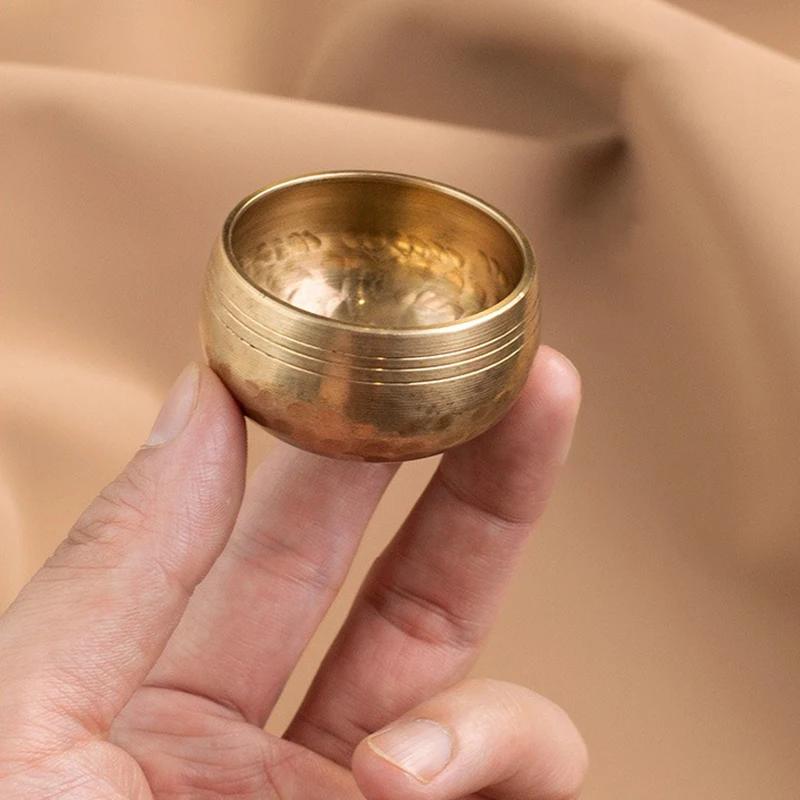 Mini Singing Bowl Portable Small Tibetan Bowls Nepal Handmade Meditation Sound Healing Mindfulness Spiritual Copper Percussion Musical Instrument